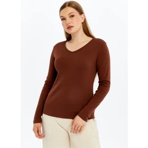 Kadın Uzun Kollu V Yaka Tişört