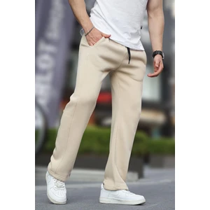 Bej Geniş Kesim Düz Paça Eşofman Altı 6550