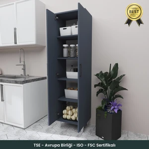 B3Concept 2 Kapaklı 5 Raflı Kaliteli Çok Amaçlı Dolap - Kolay Kurulum - Mutfak Balkon Banyo Erzak Kiler Dolabı