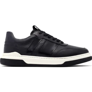 Erkek Siyah Bağcıklı Deri Sneaker 25WFD685418