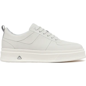 Erkek Beyaz Bağcıklı Kalın Tabanlı Deri Sneaker 25WFD612318