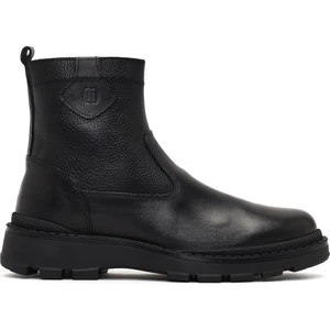 Erkek Siyah Fermuarlı Deri Casual Bot 25WFD681014