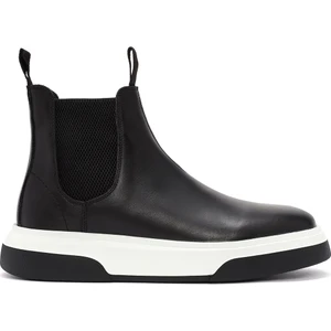 Erkek Siyah Kalın Tabanlı Deri Casual Chelsea Bot 25WFD681918