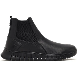 Erkek Siyah Kalın Tabanlı Deri Chelsea Bot 25WFD6804FT