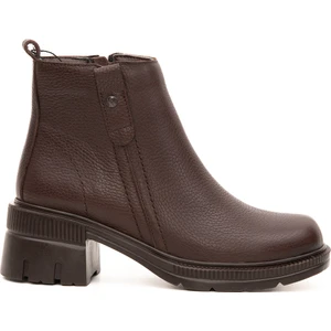 Kadın Kalın Topuklu Bot Hakiki Deri Kauçuk Kaymaz Taban