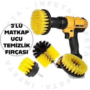 3'lü Matkap Ucu Temizlik Fırça Seti-Araba Jant Banyo Mutfak Halı Temizleme