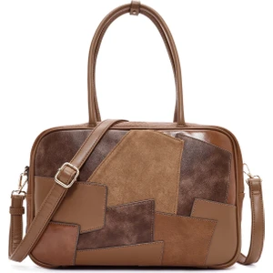 Kadın Kahverengi Uzun Askılı Desenli Kol Çantası 25ABD242314