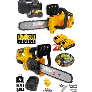 MLN-12D Şarjlı Çift Akülü Otomatik Yağlamalı Dal Budama Makinesi Bataryalı Odun Ağaç Kesme Testeresi