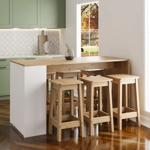 Edgar G4842 6 Adet Sepet Tabure Mutfak Ada Bar Masa 160CM Sepet Beyaz Çok Amaçlı Depolamalı Masa