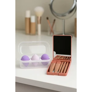 3'lü Makyaj Sünger+5'l Kutulu Makyaj Fırçası Seti