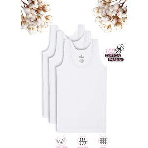 Özkan Underwear Özkan 0800 3'lü Paket Kız Çocuk %100 Pamuklu Ribana Esnek Rahat Yakası Çiçek Desenli Kalın Askılı Atlet