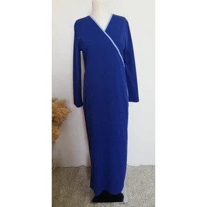 1998_PRATIK Yandan Bağlamalı Kruvaze Biye Kuşaklı %100 Pamuk Kumaş Tesettür Namaz Elbisesi