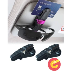 Güncelçarşı 2 Adet Araç Içi Güneşliğe Takılan 2'li Gözlük Tutucu, Kart, Para Takmalık Aparat