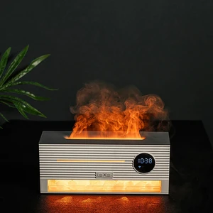 Saat ve Alarm Göstergeli Taşlı Tasarım Aromaterapi Difüzörü | Hava Nemlendirici, Uçucu Yağ Aroma Yayıcı, LED Işıklı Dekoratif Buhar Makinesi – Sessiz Çalışma, Aromaterapi & Nemlendirme