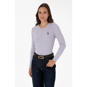 U.S. Polo Assn. Kadın Mor Bisiklet Yaka Basic Kazak 50313626-VR245