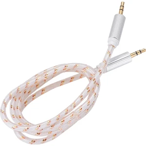 3.5mm Erkek-Erkek Stereo 1 Metre Kutulu Altın Örgülü Aux Kablo, Jack Ses Kablosu, Yüksek Kaliteli Ses Iletimi
