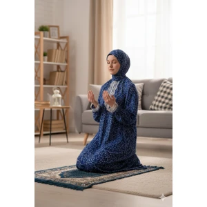 Tek Parça Başörtülü Dantelli Kadın Namaz Elbisesi