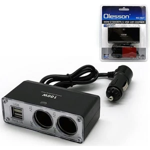 Olesson 1647 12-24V 3 Lü Çift USB Li 100W 70 cm Kablolu Araç Oto Tır Çakmak Çoklayıcı Çakmaklık Çoğaltıcı