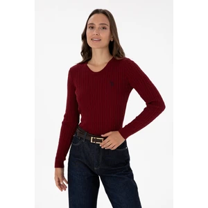 U.S. Polo Assn. Kadın Bordo Bisiklet Yaka Basic Kazak 50313626-VR014