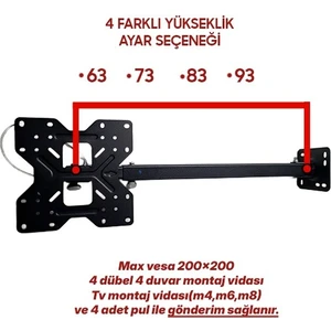 OnurLg 32Mb17Hm Tv Lcd Led Smart Tv Televizyon Hareketli Tavan Askı Aparatı 