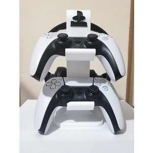 J&K Dizayn Playstation 5 Dualsense Kontrolcü ve Kulaklık Standı - Şık Tasarım, 3D Baskı, Beyaz Renk