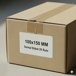 100X150 mm Barkod Termal Etiket 500 Net Sarım 25 Rulo 1 Koli (Toplam 12500 Sarım)