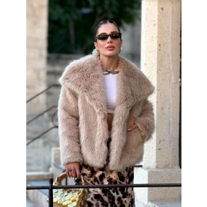 Yeni Sezon Şal Yaka Ithal Premium Suni Kürk Kaban