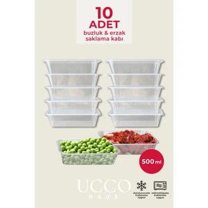 10 Adet 500ML Ekonomik Plastik Buzdolabı Dondurucu Erzak Sızdırmaz Saklama Kabı Buzluk Organizer