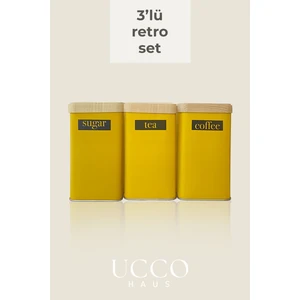 3’lü Metal Retro Saklama Kabı Seti – Kahve Şeker Çay Erzak Kavanozu Şık ve Modern Mutfak Organizeri