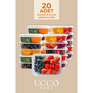 20 Adet 650 ml Buzdolabı Dondurucu Erzak Mikrodalga Sızdırmaz Saklama Kabı Seti Buzluk Organizer