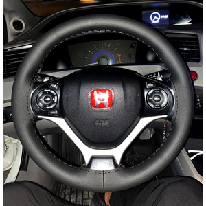 Dikişli Direksiyon Kılıfı Siyah Deri Siyah Dikişli Honda Civic Fb7 2012-16 Için