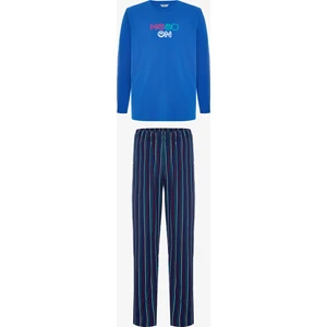 Erkek Mood Slogan Baskılı Bisiklet Yaka Pamuklu Pijama Takımı