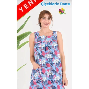 Pamuklu Kumaştan Geniş Kesim Yeni Desen Cepli Büyük Beden Ev Elbise