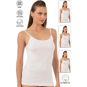 Özkan Underwear Özkan 0107 3'lü Paket Kadın %100 Pamuklu Ribana Esnek Rahat İp Askılı Örme Atlet