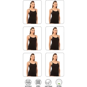 Özkan Underwear Özkan 0107 6'lı Paket Kadın %100 Pamuklu Ribana Esnek Rahat İp Askılı Örme Atlet