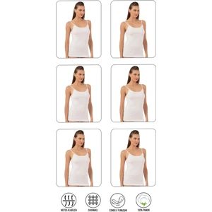 Özkan Underwear Özkan 0107 6'lı Paket Kadın %100 Pamuklu Ribana Esnek Rahat İp Askılı Örme Atlet