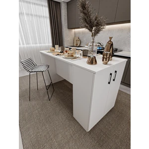 %100 Mdflam 150CM Dolaplı Yüksek Mutfak Adası Yemek ve Bar Masası Ma-04