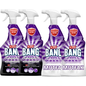 Cillit Bang Dezenfektan Sprey Set Banyo ve Mutfak Temizleyici 4 x 750 ml
