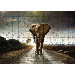 Yoldaki Fil 120 Parça Puzzle Yapboz Mdf (Ahşap)