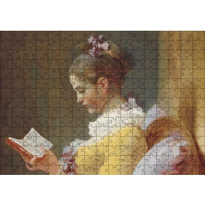 Caka Tablo Cakapuzzle Kitap Okuyan Genç Kız Yağlıboya Resim 255 Parça Puzzle Yapboz Mdf (Ahşap)
