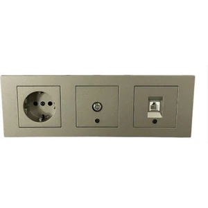 Grano Antrasit 3'lü Set Topraklı Priz + Uydu (Televizyon) Prizi + Nümeris (Telefon) Prizi