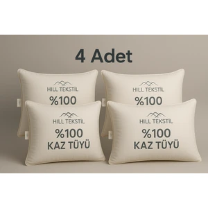 4 Adet %100 Kaz Tüyü Yastık 20 Gıdık (Alçak Yatış) 50X70 Elizza - Biyeli