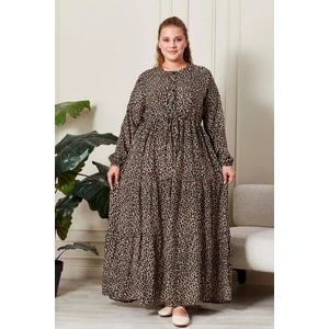 Kadın Büyük Beden Çıtır Kumaş Düğmeli Elbise