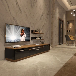 Trio 4s Mdf Tv Ünitesi Tv Sehpası - Ceviz  - Siyah