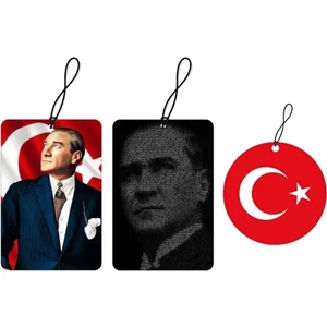Araç Asma Koku Atatürk Figür Imza Tasarım Set 3