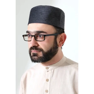 Kapitone Desenli Kadife Kalıp Namaz Takkesi Koyu Gri