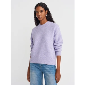 10640 Bisiklet Yaka Yumuşak Dokulu Triko Kazak-Lila