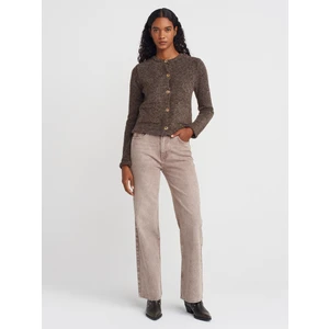 72034 Kar Yıkama Renkli Denim Pantolon-Kahve