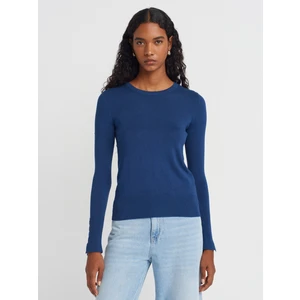 1267 Bisiklet Yaka Kol Ortası Droplu Kazak-Indigo