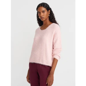 10806 Kayık Yaka Yumuşak Dokulu Triko Kazak-Pudra